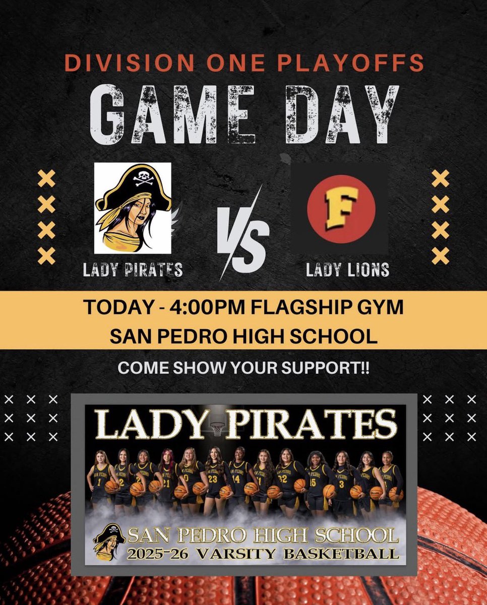 SPHS_PirateBB's tweet photo. GAME DAY! Today our Marine League champion girls are in @CIFLACS Division 1 playoff action as the No.3 Lady Pirates take on No.14 Fairfax! Tipoff set for 4 pm at the Flagship Campus. @breezepreps @latsondheimer @NickIngram310 @JamaalStreet @sbs_hoops @SBLiveCA https://t.co/VG8MikUnQd