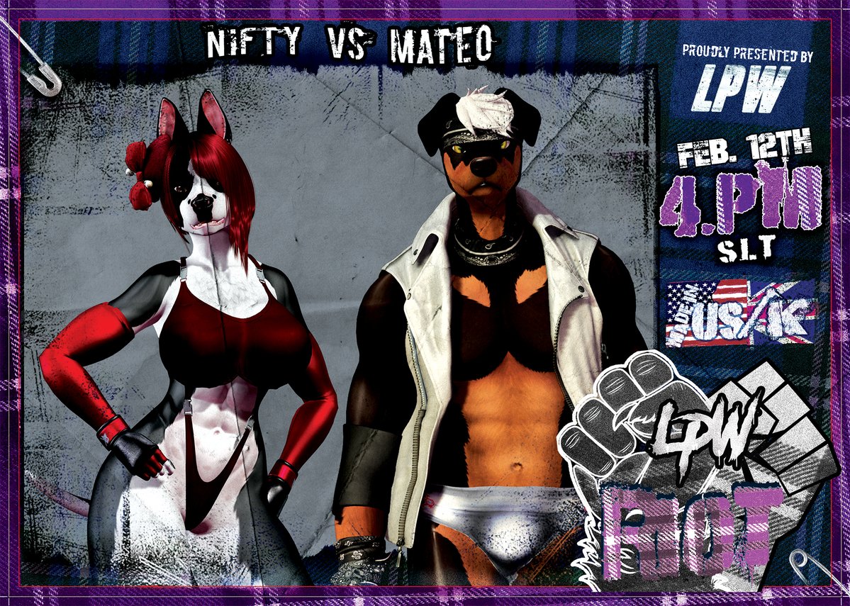LPW Riot begins at 4pm SLT

OUR MAIN EVENT
⭐ Nifty vs Mateo

See you at 4pm SLT, LPW Arena: maps.secondlife.com/secondlife/Pou…

Follow LPW: linktr.ee/limitlessprowr…