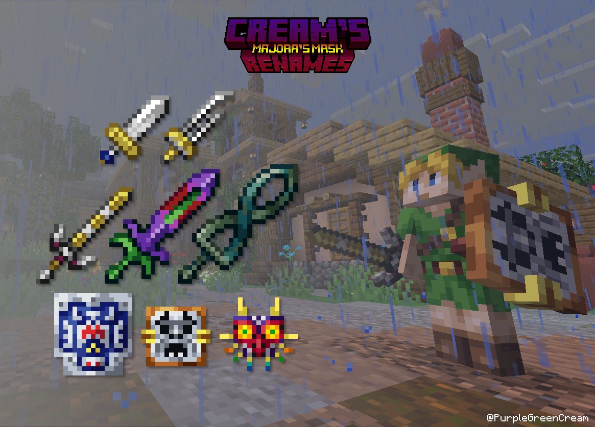 purplegreencrea's tweet photo. I made a resource pack. #minecraft #blockbench #resourcepack #minecraftresourcepack #texturepack #thelegendofzelda #tloz #majorasmask https://t.co/qwkNInjTMR