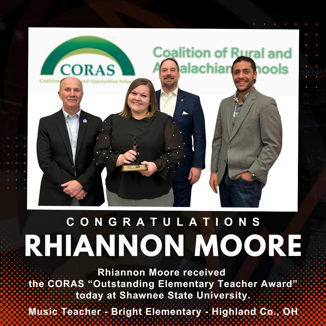 BrightLocalSD's tweet image. Rhiannon Moore received the CORAS "Outstanding Elementary Teacher Award' today at Shawnee State University. We are so proud of Rhiannon and appreciate all that she does for Bright Local students.