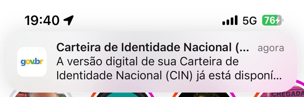 E no meu app do Gov chegou a mensagem da CIN digital está disponível 🤣🤣🤣