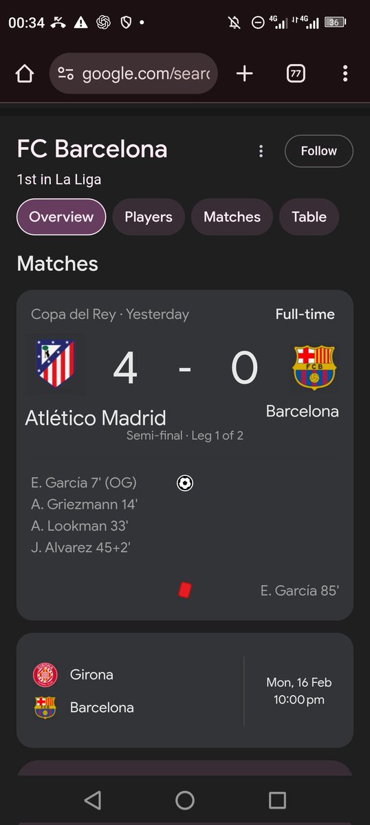 Atletico passed 4 times