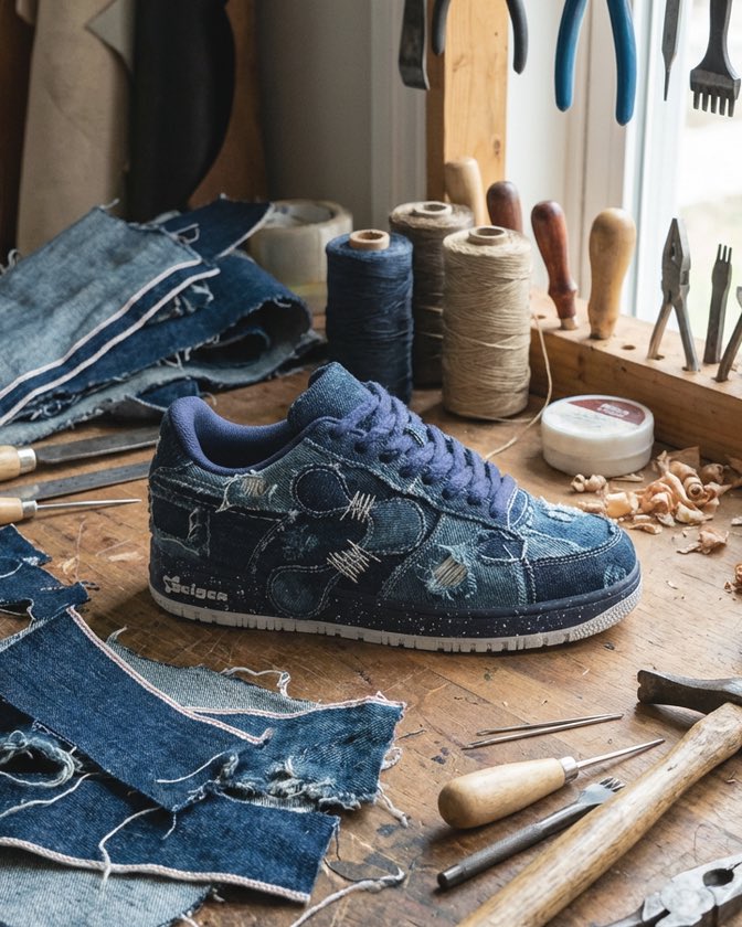 johnnyx_btc's tweet photo. “DISTRESSED PATCHWORK JAPANESE DENIM” @JohnGeigerCo SK8-01
Designed by @johnnyskicks aka @johnnyx_btc 

What are your thoughts!? Would you cop!?

@JohnGeiger_ 🫡 https://t.co/CSsj6OKIxy