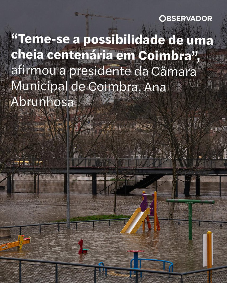observadorpt's tweet image. A presidente da Câmara Municipal de Coimbra, Ana Abrunhosa, afirmou numa conferência de imprensa que se teme “a possibilidade de uma cheia centenária para Coimbra”.

#Coimbra #Cheias #MauTempo
