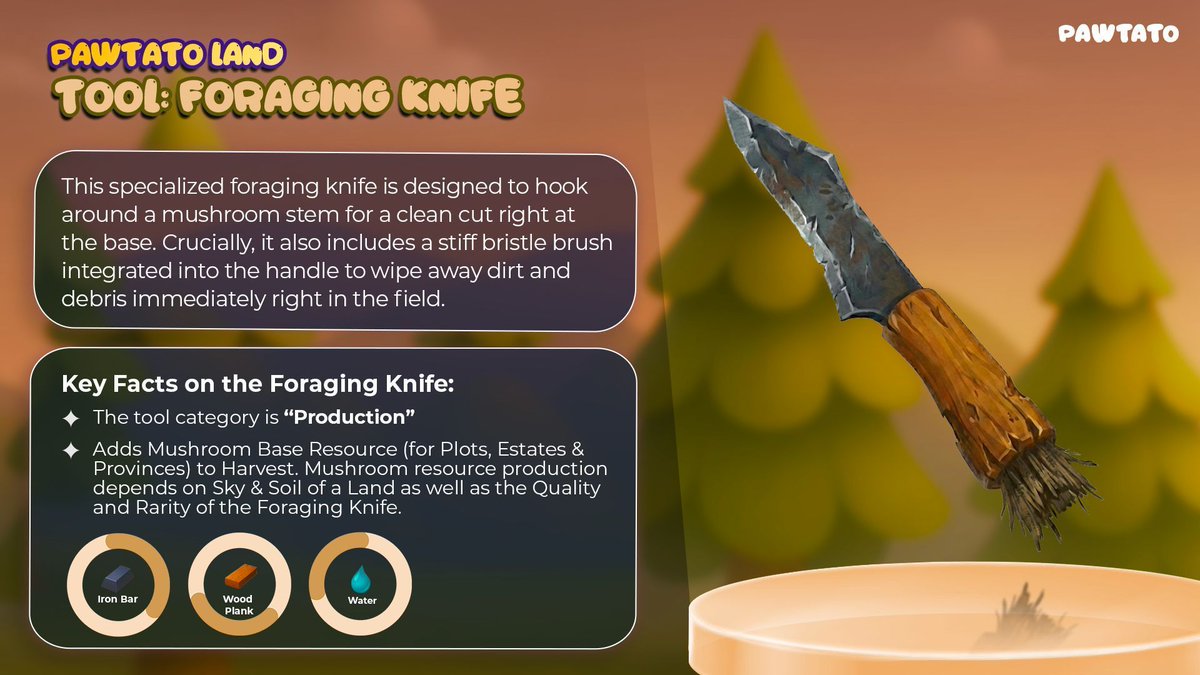 𝗡𝗲𝘄 𝗧𝗼𝗼𝗹 𝗨𝗻𝗹𝗼𝗰𝗸𝗲𝗱: 𝗙𝗼𝗿𝗮𝗴𝗶𝗻𝗴 𝗞𝗻𝗶𝗳𝗲! 🍄

A must-have for every serious harvester. The Foraging Knife boosts your yields by adding Mushroom Base Resource to your Harvest across Plots, Estates, and Provinces.

Your results scale with your Land’s Sky &amp;