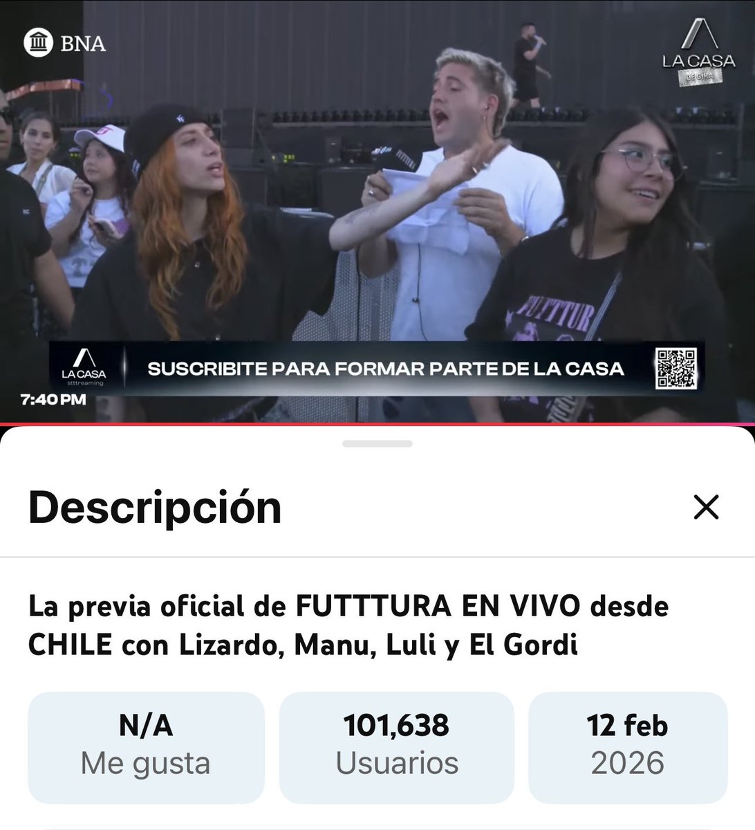 ¡GRACIAS A TODOS! 

x.com/i/broadcasts/1…

#FUTTTURA EN #Chile 
La Casa Streaming en la previa de #Tini 🎬👋