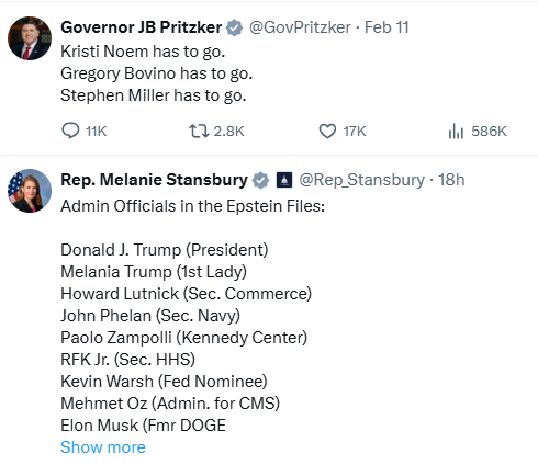 ranchland123's tweet photo. pritzker and melanie... really? if trump was really in the files, this would have come out a decade ago??
@GovPritzker  / @Rep_Stansbury https://t.co/8nMegbDZtW