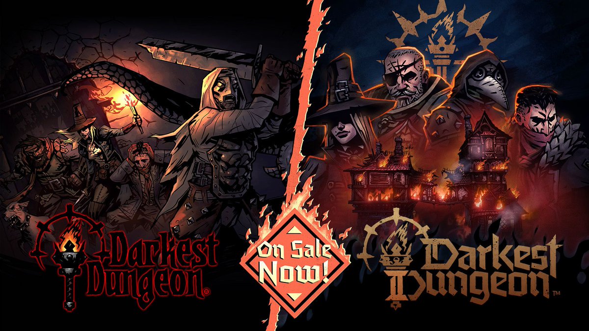 DarkestDungeon's tweet photo. Darkest Dungeon and Darkest Dungeon II are on sale NOW on PlayStation and Nintendo Switch.

Get significant discounts on both games and their DLC for a limited time. 

#darkestdungeon https://t.co/1aC5NYdTT8