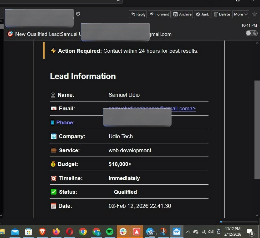 SamuelUdio's tweet photo. Just finished building a custom lead qualification engine. 🛠️ Built with Voiceflow and n8n, this system uses AI to filter out the noise and only delivers high-value leads directly to my CRM. The future of sales is automated. #Voiceflow #BuildInPublic #AI https://t.co/J5EQKXY6La