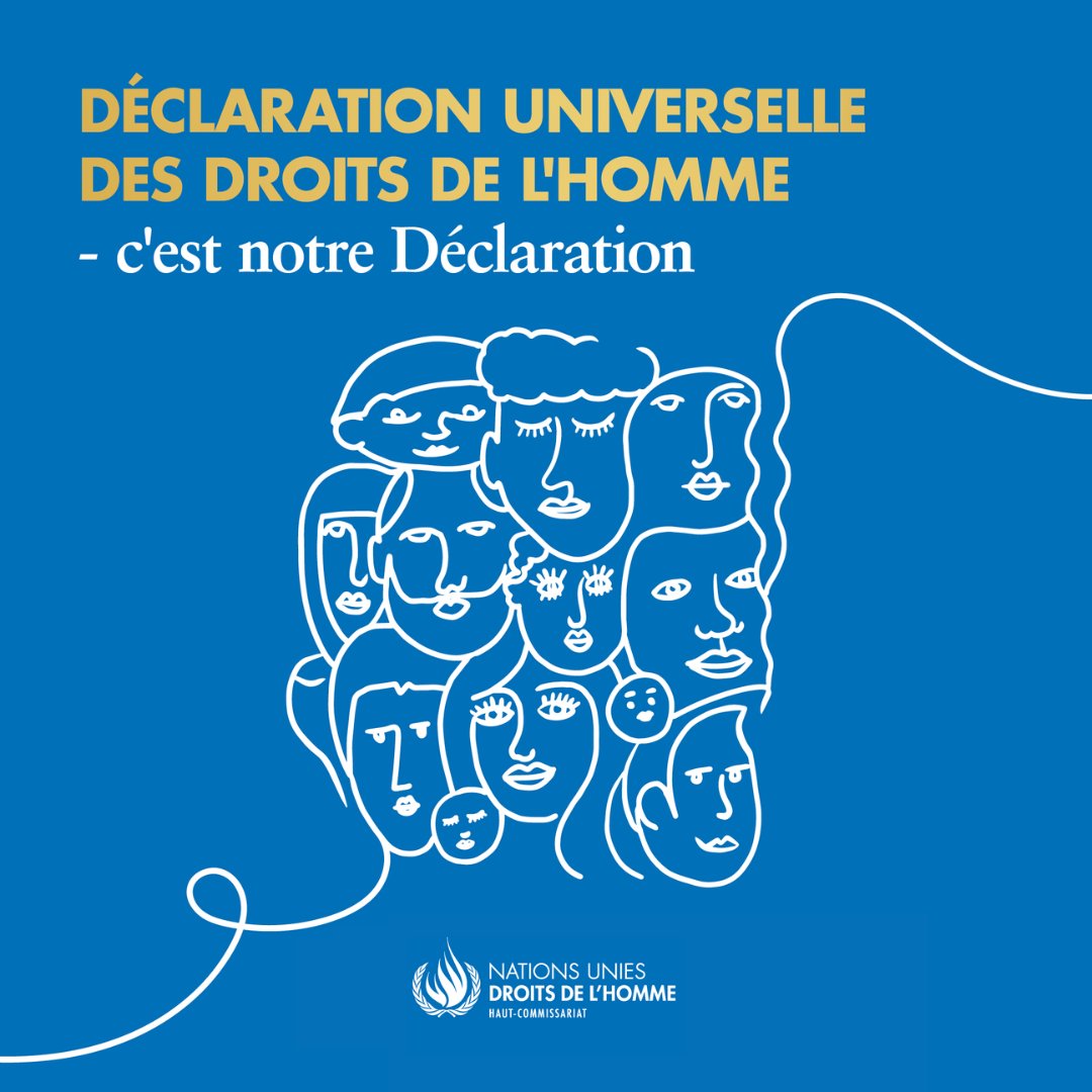 La Déclaration universelle des droits de l'homme consacre les droits fondamentaux de tous les êtres humains.

Elle vise à garantir l'égalité, la dignité &amp; la liberté pour toutes et tous.

Découvrez tous les principes inscrits dans la Déclaration : un.org/fr/about-us/un…