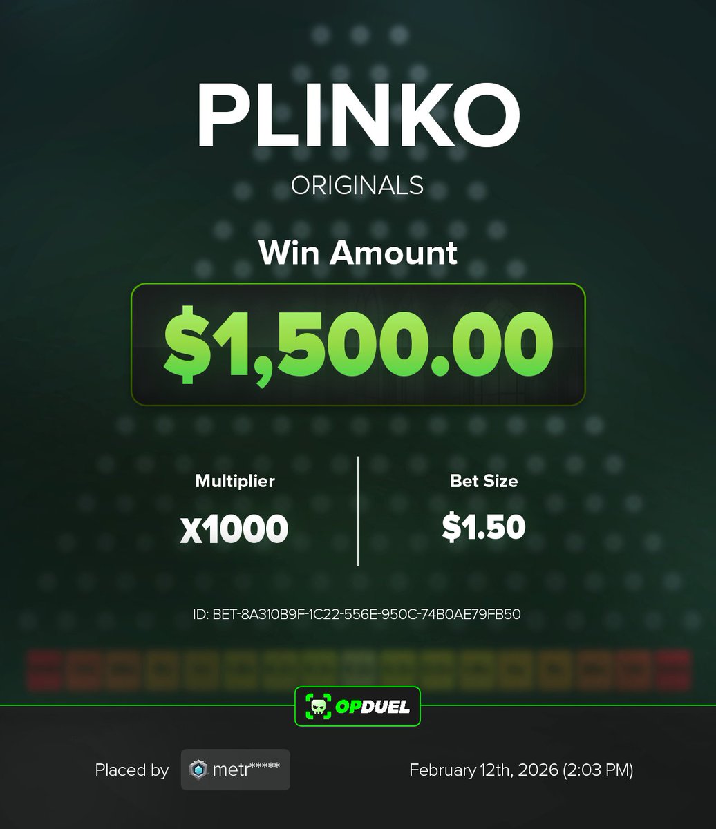 op_duel's tweet photo. BANGGGGGGGGG 👏🏻

Another 1000x hit on Plinko by this lucky user!

Reply below with your usernames for a tip 💸 https://t.co/tpnockdepO