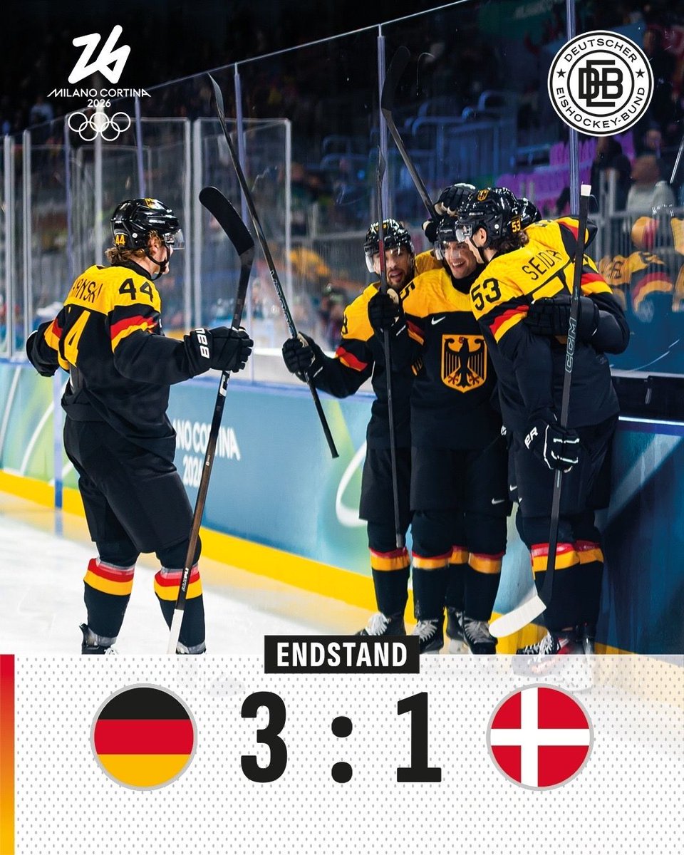 deb_teams's tweet image. Erster Sieg für unsere Männer bei Olympia.

Blitzstart nach 23 Sekunden durch Draisaitl, Stützle sorgt im zweiten Drittel mit seinem Doppelpack für die Entscheidung. Ein diszipliniertes Schlussdrittel sichert den verdienten 3:1-Erfolg gegen Dänemark.

#TeamD #GERDEN