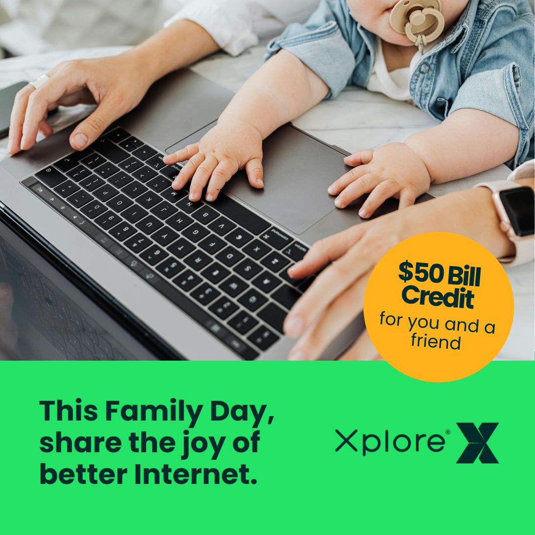xplore_ca's tweet image. Got family who could use better home Internet? Send them your Xplore referral link and you’ll each earn a $50 bill credit when they join. Because family time is better when everyone’s online without the lag! Start sharing today: xplore.ca/refer-a-friend
#ReferAFriend #FamilyDay