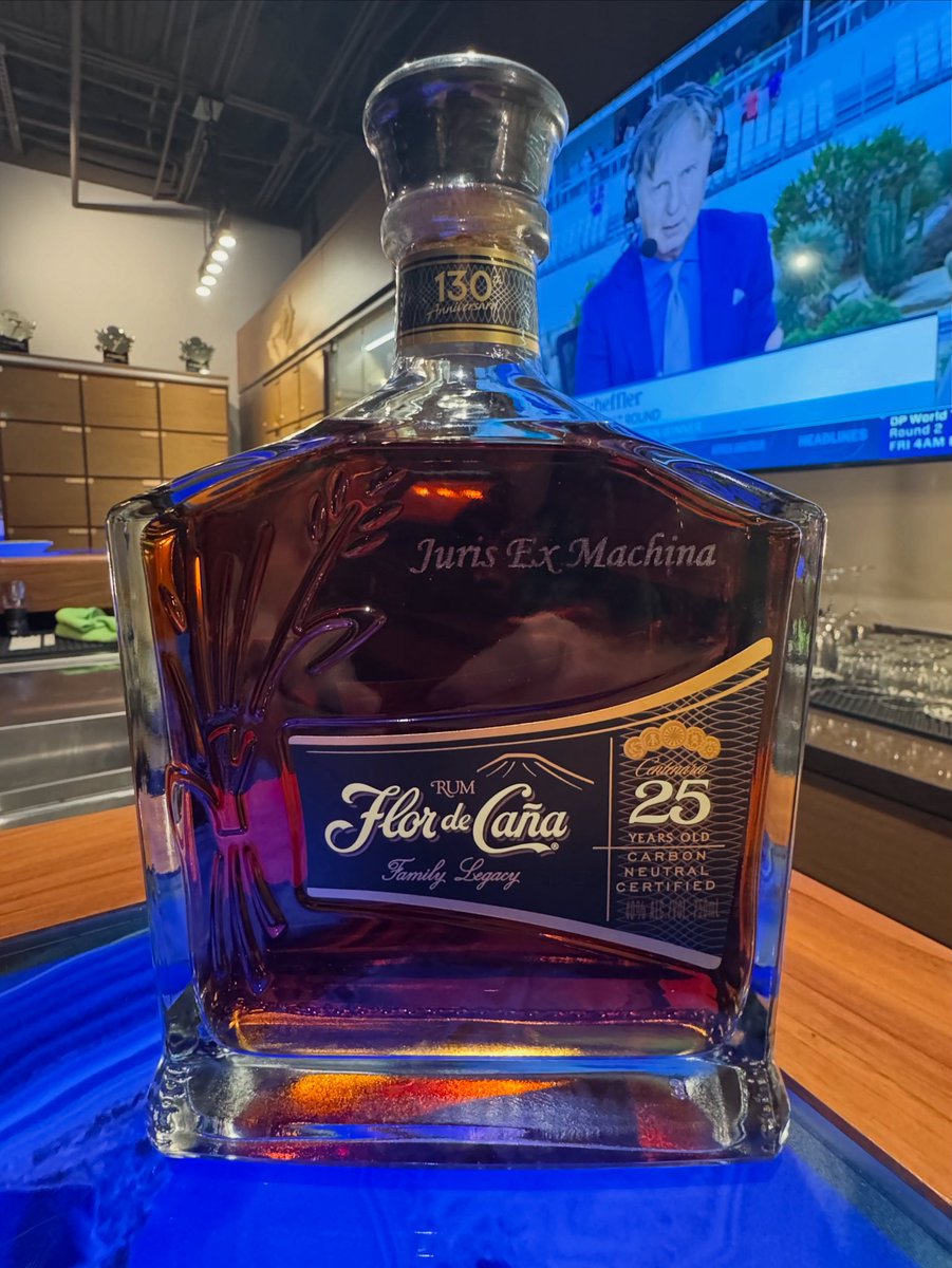 Thanks to some good friends for this bottle of literary-themed inspiration: <a href="/flordecana/">Flor de Caña</a> 25-year #JurisExMachina rum!