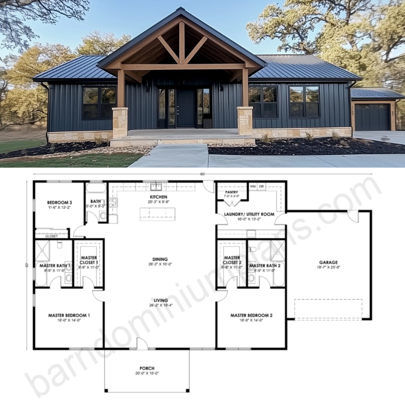 BarndoLife's tweet photo. Would you choose this barndominium floor plan?