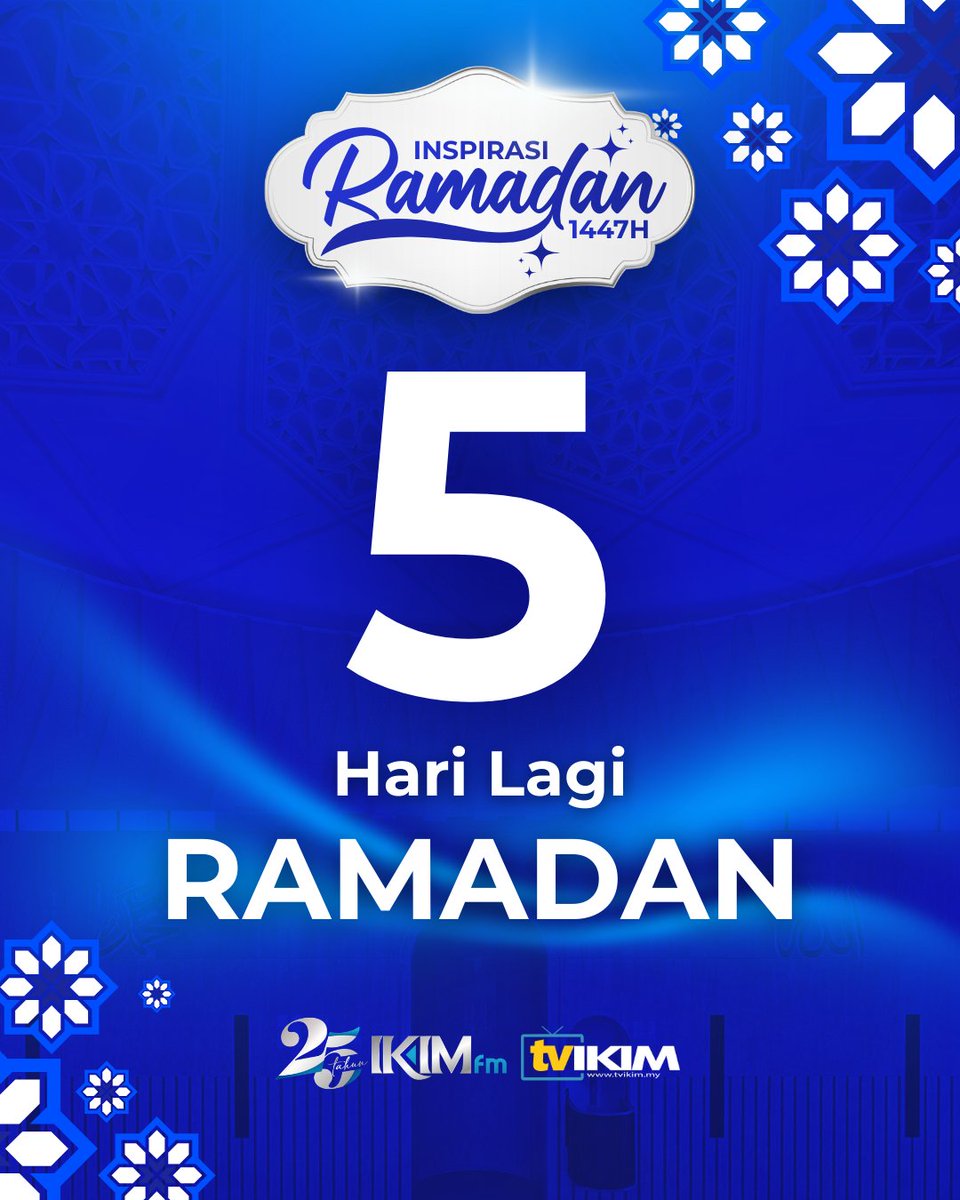 ✨ 5 hari lagi Ramadan bakal tiba.

Semoga Allah pertemukan kita dengan bulan yang penuh dengan keberkatan ini. 

Semoga Ramadan kali ini menjadi titik perubahan menuju kebaikan.

#ikimfm #ikimfm25tahuninspirasiku #tvikim #ramadan