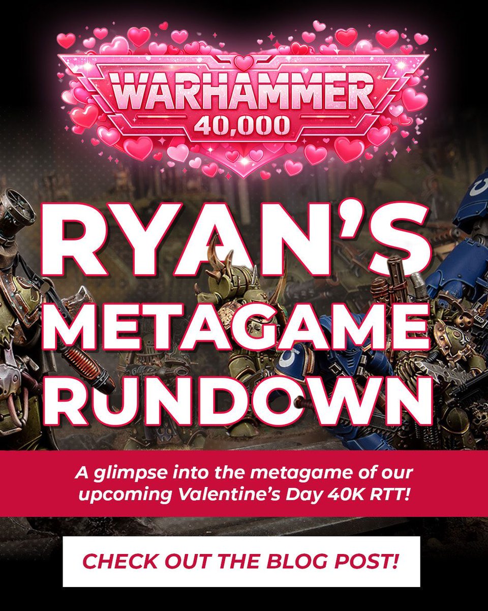 📊 ⚔️ Prepping for this weekend’s Warhammer 40K RTT? Or just want to stay on top of the meta?

buff.ly/XpyBEs8 

Ryan’s brand new Metagame Rundown Blog is live now and breaks down what you can expect on the tables right now.