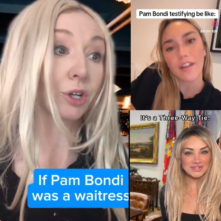 clandevine's tweet photo. Every cute blonde content creator is figuring out they can farm views by mocking @PamBondi and I'm totally down with that. Keep em coming! #EpstinFiles https://t.co/cozxpeQP50