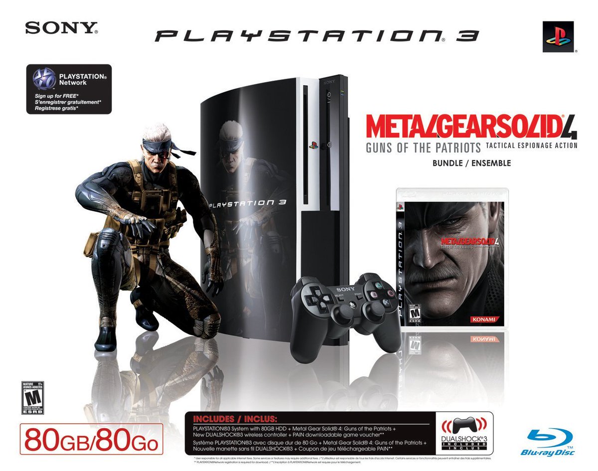 2008 Metal Gear Solid 4: Guns of the Patriots PS3 80GB bundle.