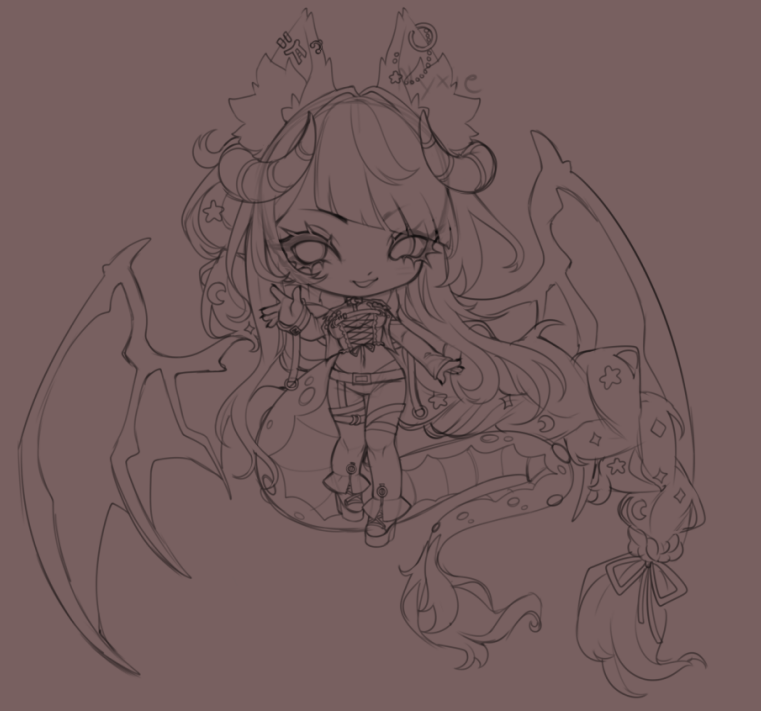 The biggest chibi i've done so far, She's turning into my favorite! Can't wait to finish this commission.