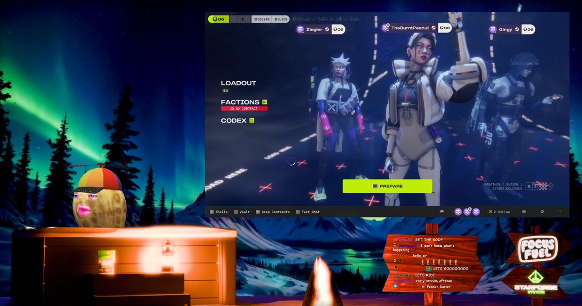 TheBurntPeanut is currently live with Marathon Game Director Joe Ziegler and Gingy