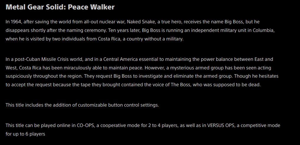Comrade_Waluigi's tweet photo. STOP THE FUCKING PRESSES

MASTER COLLECTION PEACE WALKER KEPT THE MULTIPLAYER https://t.co/iqHVfj5G8J