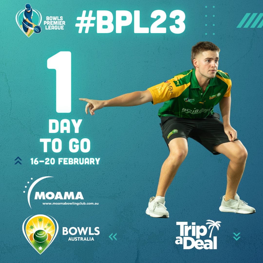 BowlsAustralia's tweet photo. 1οΈβ£ Current MVP Nathan Black just reminding us that #BPL23 starts tomorrow π
It all gets underway February 16 at Moama Bowling Club! https://t.co/E0bylTdsv1