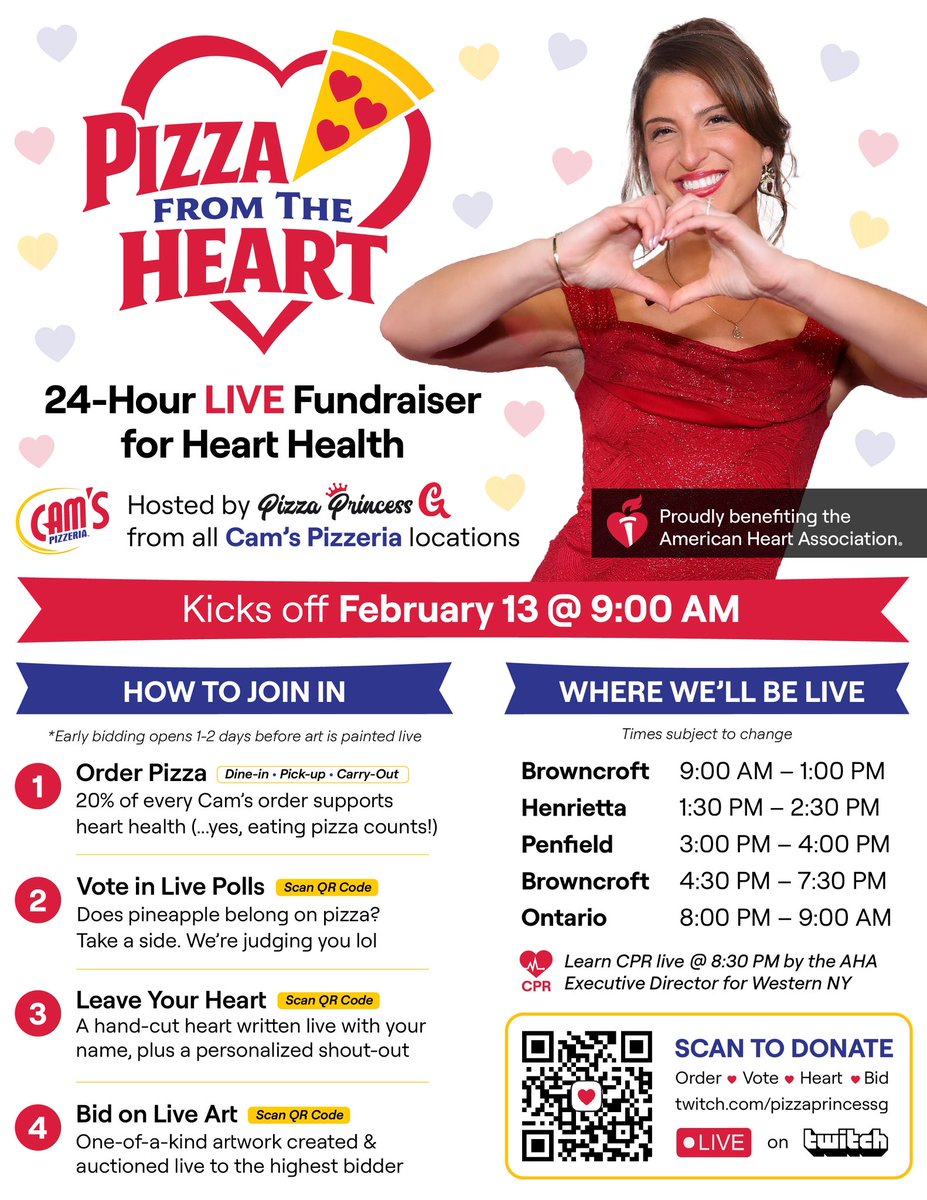 pizzaprincessg's tweet photo. TOMORROW🫶🏼 #pizzafromtheheart @American_Heart @AHAScience https://t.co/LP5x6ke5yF