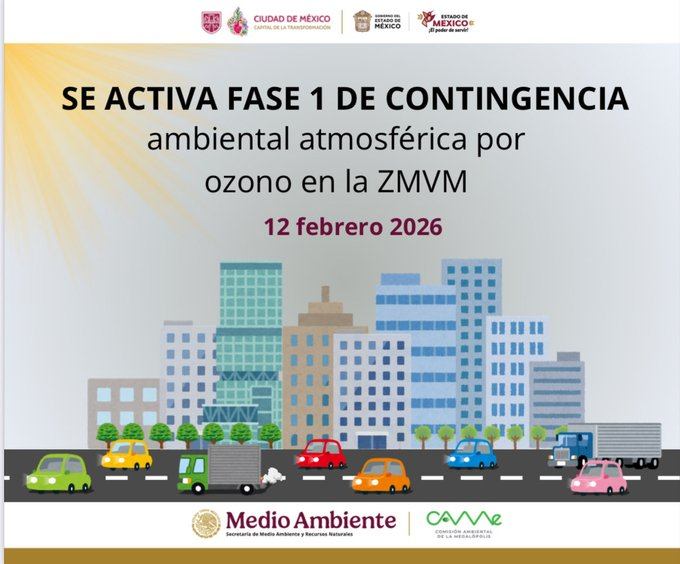 #ÚLTIMAHORA  |  Se activa la Fase 1 de la #ContingenciaAmbiental Atmosférica por ozono en la Zona Metropolitana del Valle de #México. 

La <a href="/CAMegalopolis/">CAMegalópolis</a> pide a la población tomar medidas y evitar exponerse a la #contaminación al menos hasta las siete de la noche de hoy.