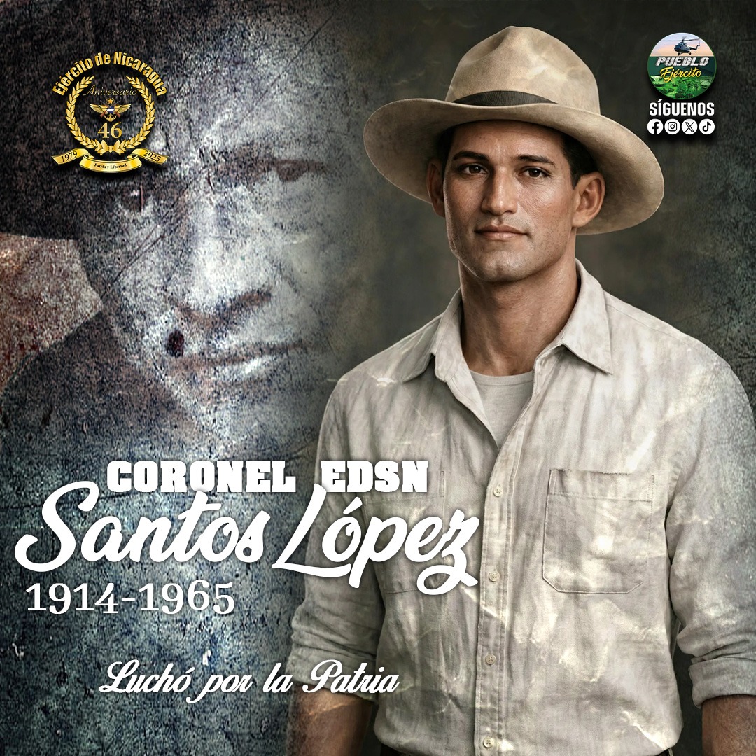 #EjercitoDeNicaragua 🇳🇮 🔰 Honramos la memoria del Coronel Santos López, figura emblemática de la historia de nuestra nación, cuyo legado de convicción, valentía y compromiso continúa inspirando a generaciones.

#TodoPorLaPatria #PuebloEjercito
