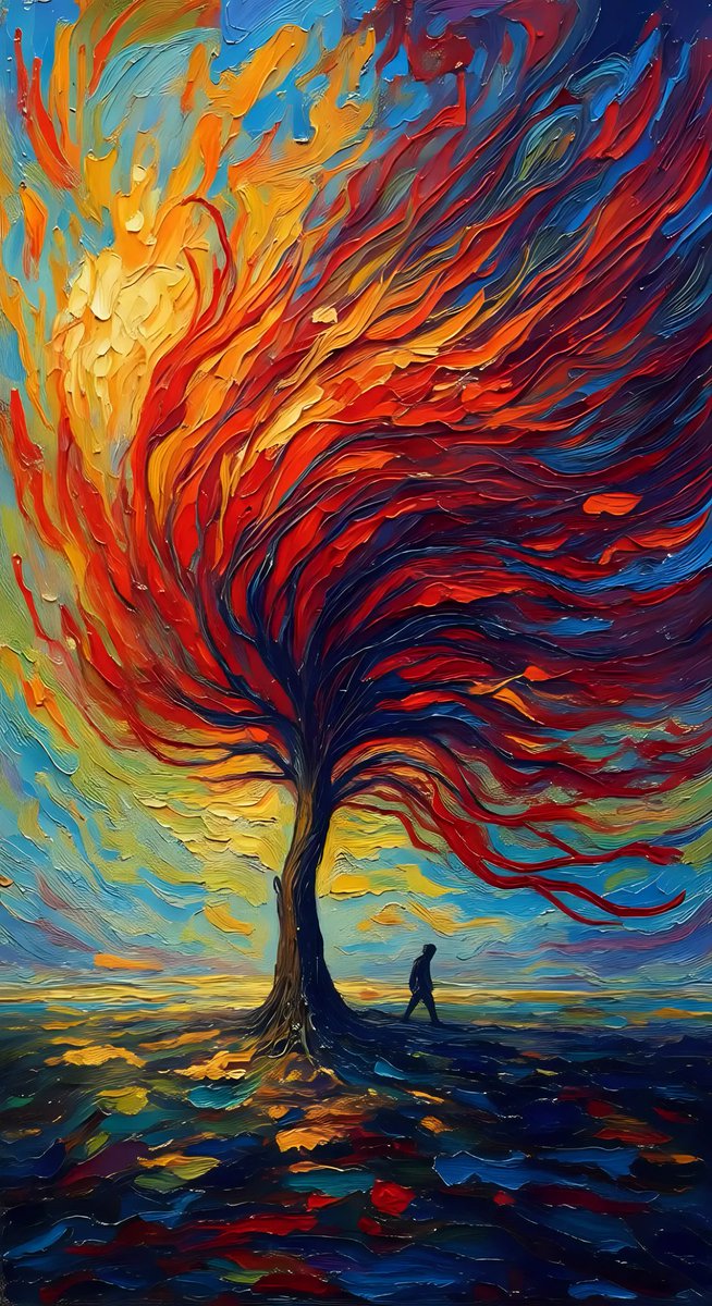 Vortex of Loneliness:
Roots in the depths of darkness, branches in the fires of the sky... This piece represents the collision between human solitude and the immense creative energy within.

What do you think?

#Art #artwork #artcommunity #nftcommunity #EmotionalArt