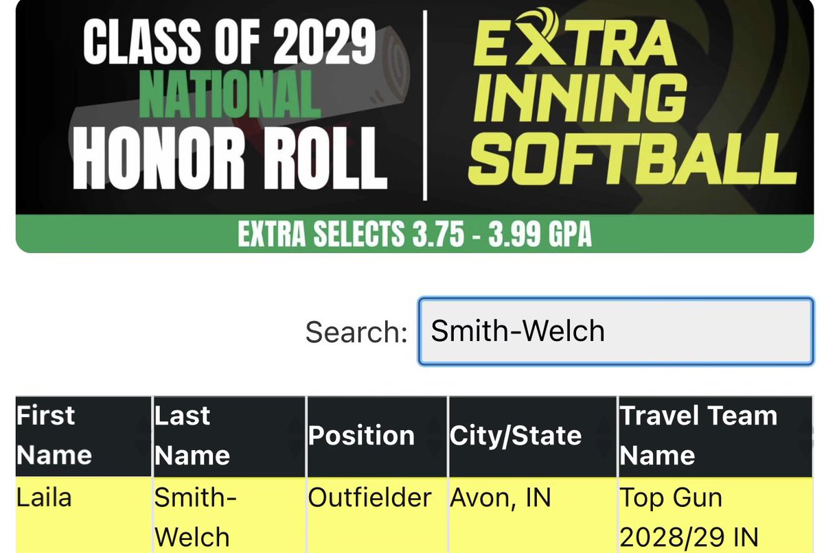 laila_smith2's tweet photo. I’m so honored to be recognized by @ExtraInningSB as the #10 outfielder in the Midwest for the Class of 2029, as well as being recognized for the National Honor Roll!

Congrats to all my teammates recognized, as well! ✈️🧡💙

@TopGun2010IN 
@Oriole_Softball 
@kiah20pik https://t.co/plIvJqS6Fl