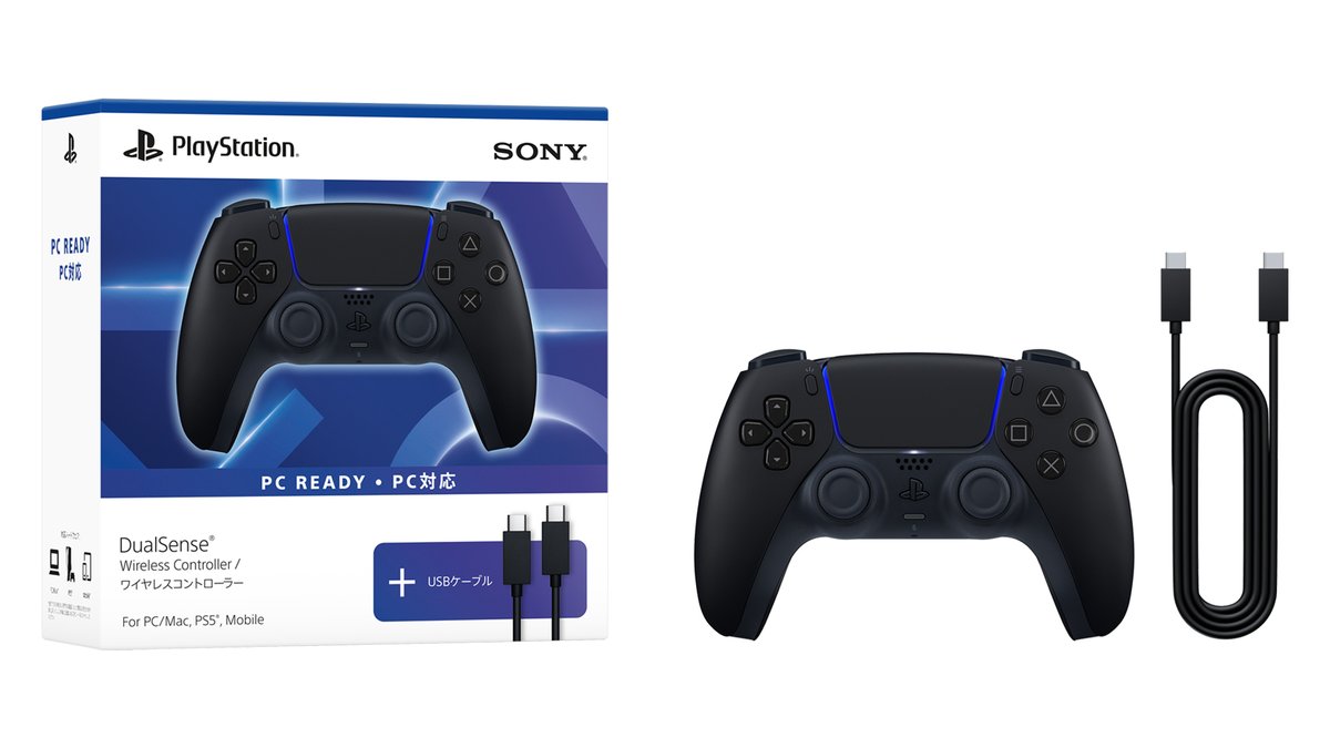 PCやモバイルデバイスでも使いやすいコントローラーパック「DualSense® ワイヤレスコントローラー ミッドナイト ブラック + USBケーブル for PC」3月5日（木）発売！ 各販売店やECサイトにて順次予約受付中です。

詳しくはこちら⇒ play.st/3NRPvAF

（2月9日（月）掲載記事）