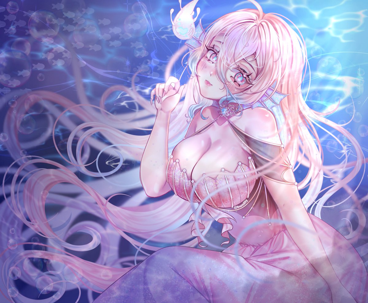 ꒰♡﹕ skeb thigh-up comm for #cindyrellamiku 🫧🩵