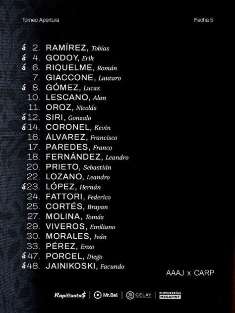 #AAAJ Spieltag 5️⃣

🏆 <a href="/LigaAFA_Eng/">Liga Profesional Eng</a> 
🆚 <a href="/CARP_English/">River Plate in English</a> 
🏟️ Diego Armando Maradona Stadium
⏱️ 9:15 PM 🇦🇷 /  1:15AM 🇩🇪 
⚖️ Andrés Merlos
📺 TNT Sports