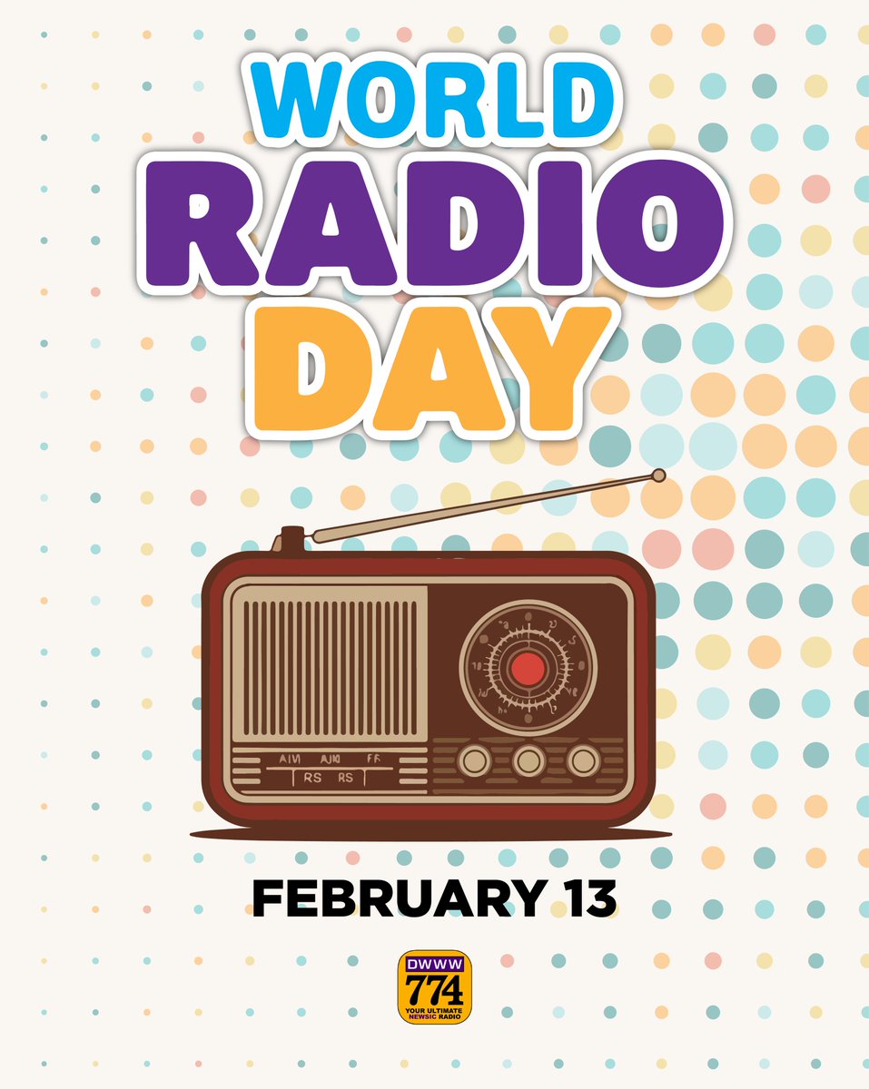 dwww774's tweet photo. FEBRUARY 13 IS WORLD RADIO DAY!

Today, we celebrate the power of radio — the voice that informs, inspires, and connects communities.

This World Radio Day, we remain committed to delivering credible news, beautiful music, and meaningful stories to every ka-newsic. https://t.co/PgyawzL7Gw