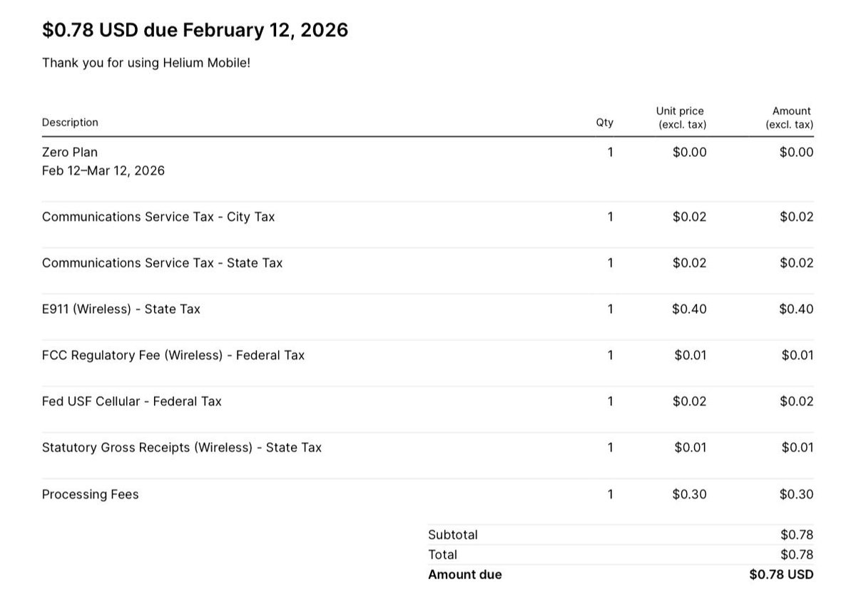 #FL #Miami #ZeroPlan $0.78/mo , major fee : E911 $0.4 + Processing fee $0.3