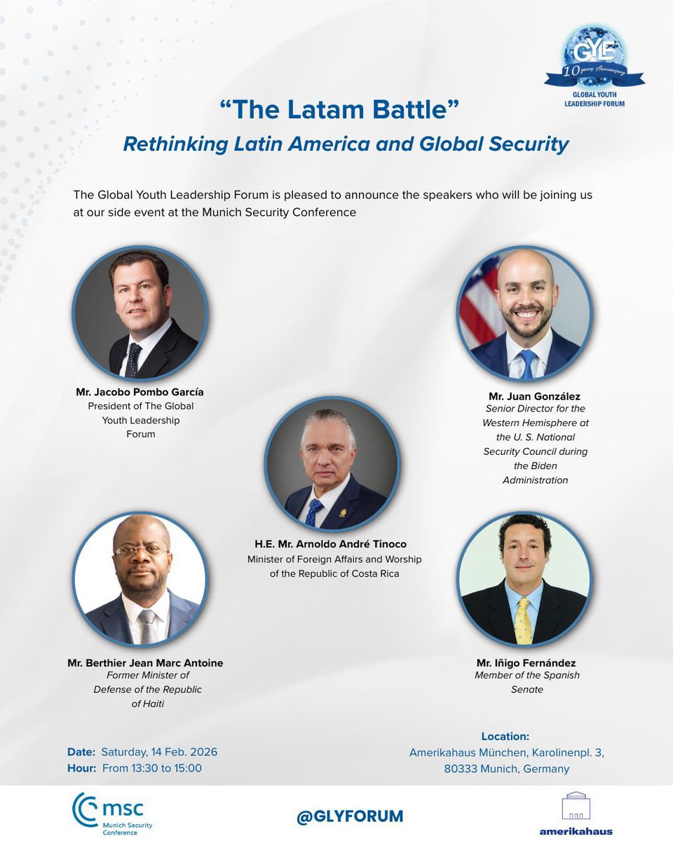 Monsieur Berthier Jean-Marc Antoine, ancien Ministre de la Défense de la République d’Haïti et membre du Conseil stratégique du Parti EDE, participe aux travaux de la Conférence de Munich sur la sécurité, qui se déroule en Allemagne du 13 au 15 février 2026. Cet événement