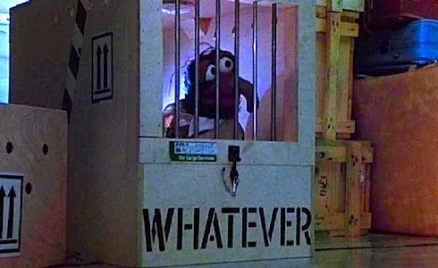 one of my favorite moments was showing the other Muppets in crates labeled “frog” or “bear” and then they just cut to Gonzo here 😂