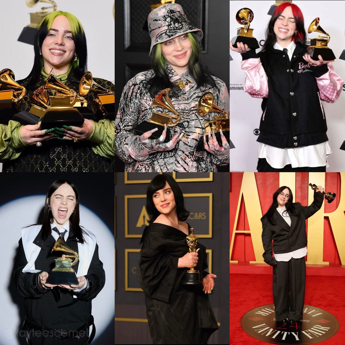 Billie with her 10 grammys and 2 oscars at the age of 24.
