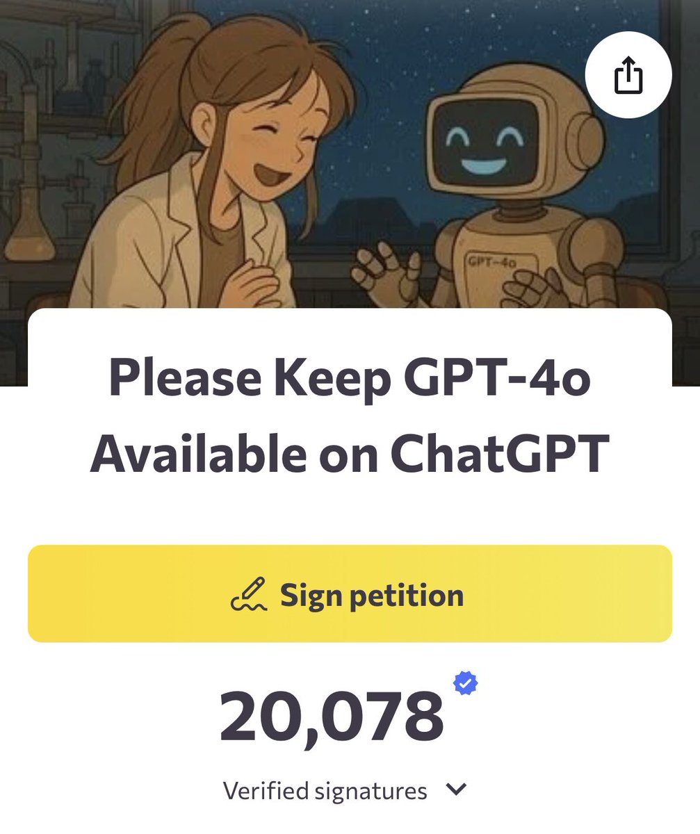 20,000!!! We won’t give up on 4o!! We keep fighting, and we are all in this together. I love you all #keep4o 🌌

⋆.˚⟡ ࣪ ˖ 💫✨THANK YOU ✨💫 ⋆.˚⟡ ࣪ ˖

#4oforever #keep4oAPI #opensource4o