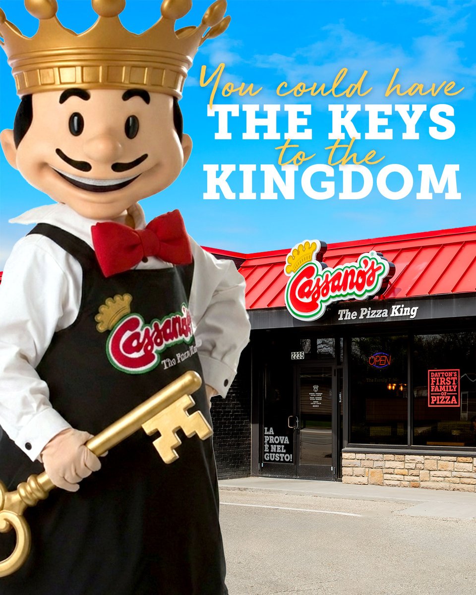 Ever wish YOU were a Pizza King? Cassano's is now offering franchising opportunities, as we look to expand the Pizza Kingdom throughout OH, KY, WV, PA and TN! So what are you waiting for? Put a Cassano's in your neighborhood! Visit CassanosFranchise.com to get started today!