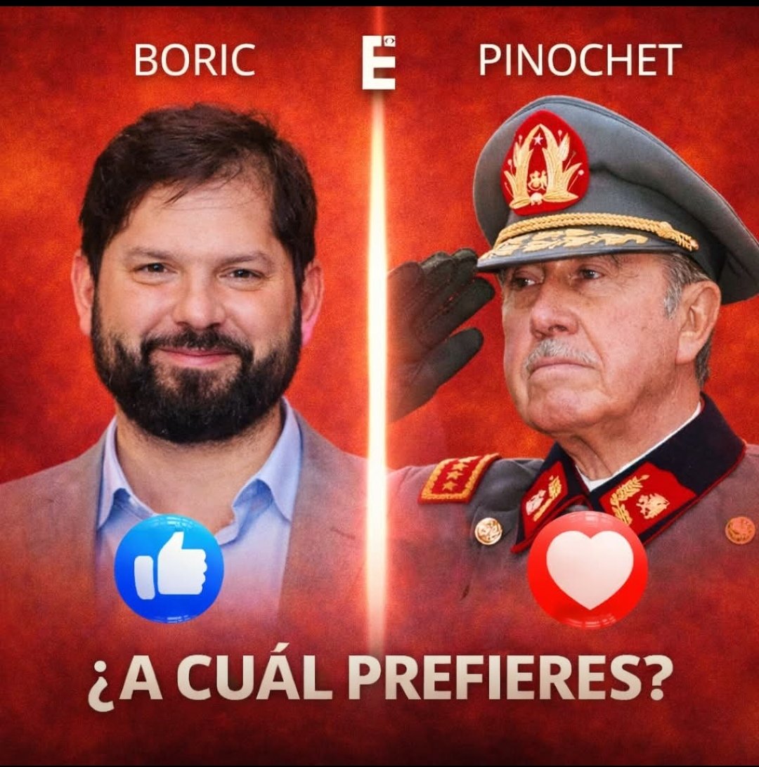 patriota_1972's tweet photo. Dos épocas, dos visiones del mundo 🙋‍♂️🙋🙋‍♀️ 
A cuál prefieres ❓
Responde 
A. Pinochet 
B. Boric https://t.co/4DCFYpgReu