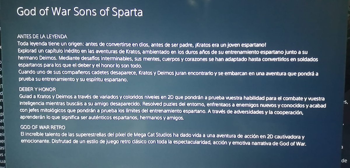 DESCRIPCIÓN de #GodofWar Sons of Sparta🥰