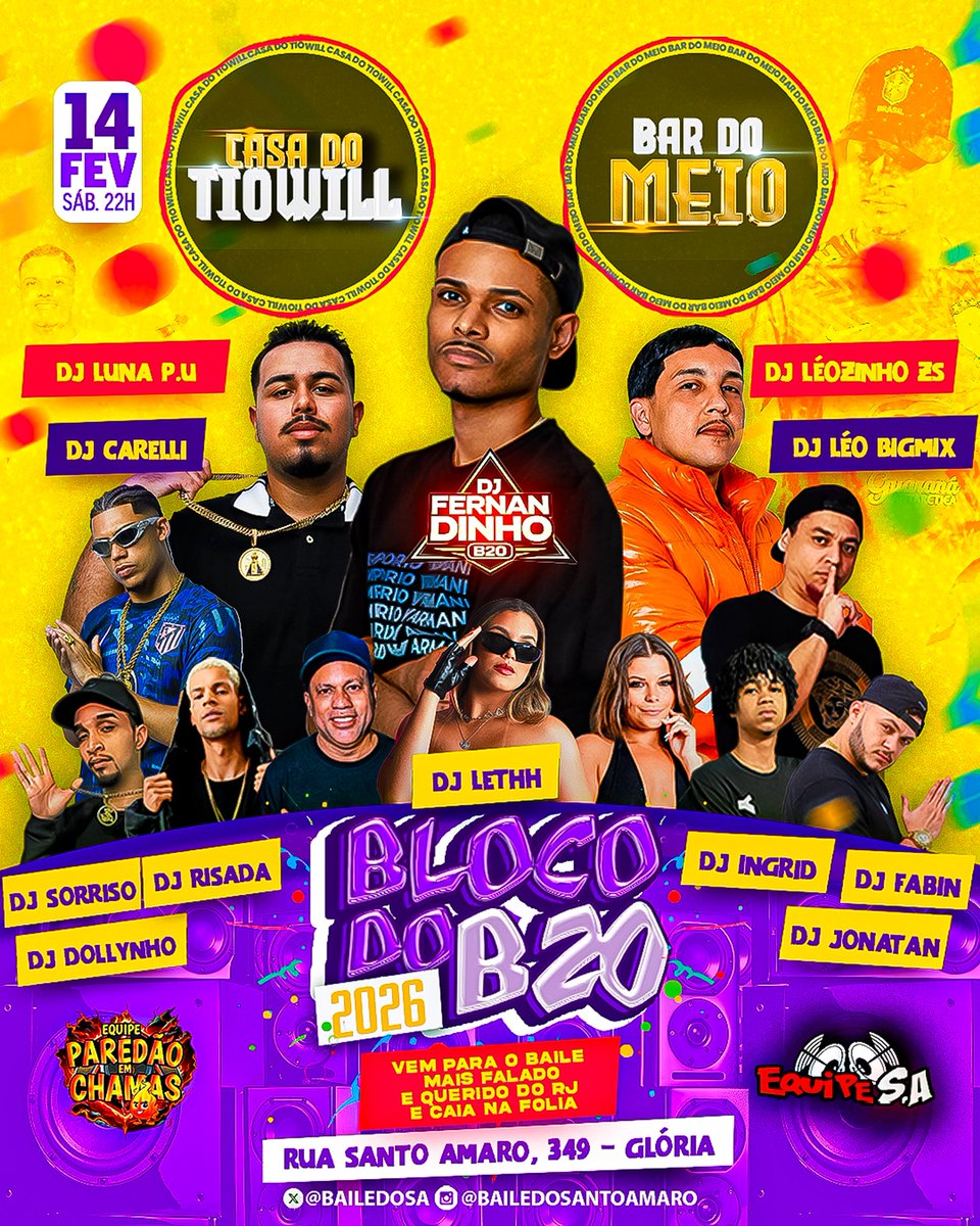 BailedoSA's tweet photo. 🔥🎉 SÁBADO É DIA DE BAILE! 🎉🔥

Vai começar o Santo Amaro Folia do jeito certo!

🎂 Aniversário do Dj @fernandinhob20  
🎧 Várias atrações especiais
🔥 O baile mais falado e querido do RJ do jeito que tem que ser!

Convoca geral e vem viver essa noite histórica! https://t.co/81LcAYLQuT