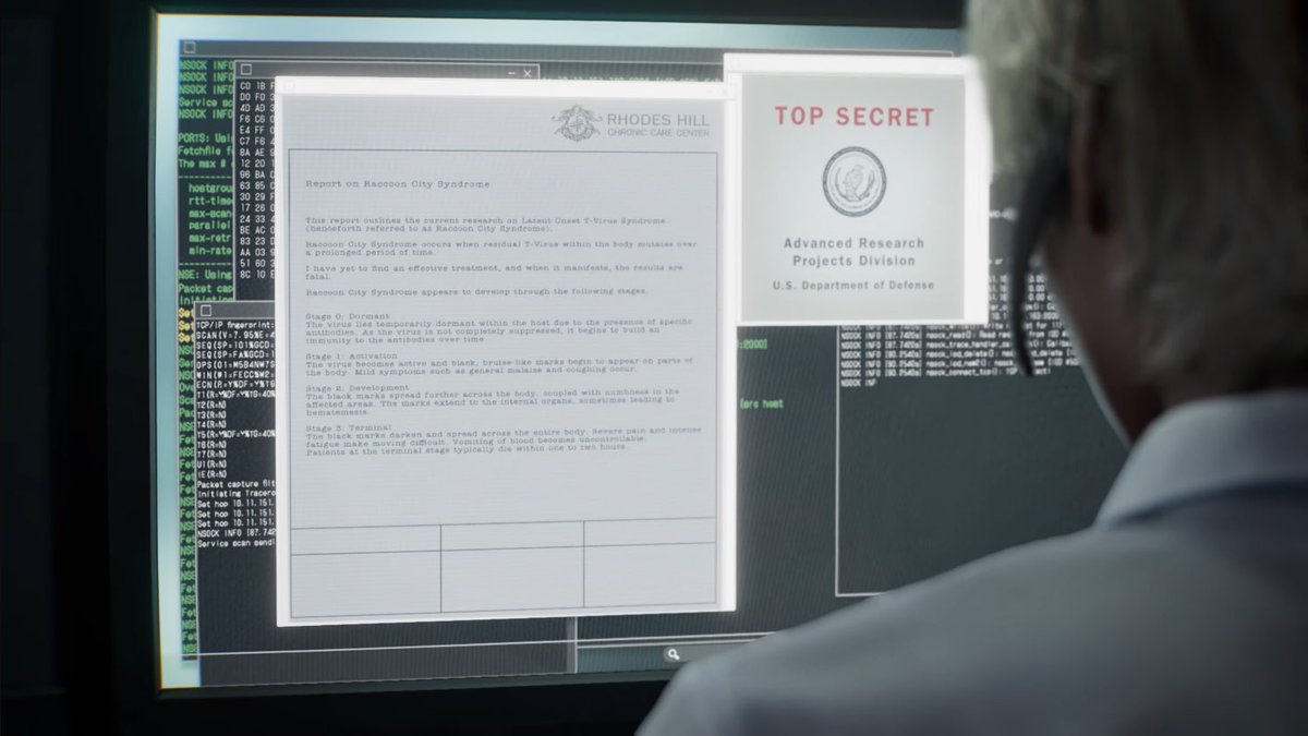 REBiohazardNews's tweet image. Leon is infected with Raccoon City Syndrome.

Survivors of raccoon city have dormant remnants of the T-Virus residing within their bodies. In stage 0, the virus is dormant, slowly building immunity to antibodies.

Stage 1- Activation. The virus reveals itself in the form of black…