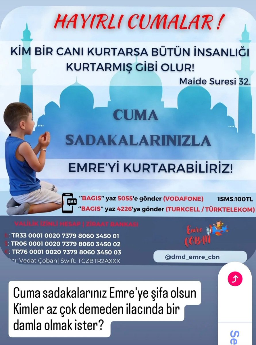 Emre'nin Şifasına giden yolda bir adım atmasına vesile olmak için Cuma sadakalarınıza talibiz‼️
#meclis #LoveIslandAllStars #LaCasaDeLosFamososCol3 #IranMassacre  #JUNGKOOKForHUBLOT #TleFirstone #BBMzanziS6 #marcianos #keep4o #ErDen #SONA #Halef #gntm