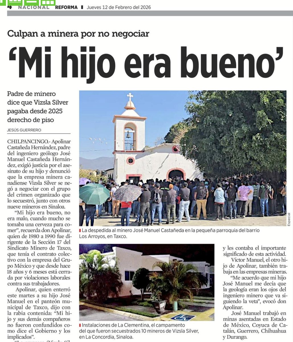El colmo.
Ahora resulta que la culpable es la minera por "no negociar" con el crimen organizado, y no del gobierno que no persigue a éste último.