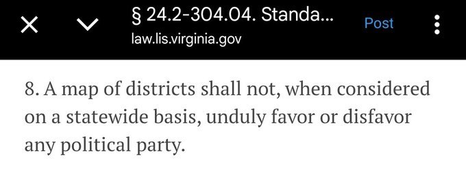 Literally none of this is true.

Voters decisively rejected this in 2020...as did courts...because its flagrantly illegal!

Instead, Democrats broke the law and are trying to hold a fake referendum in April...which is not when any elections occur in VA!