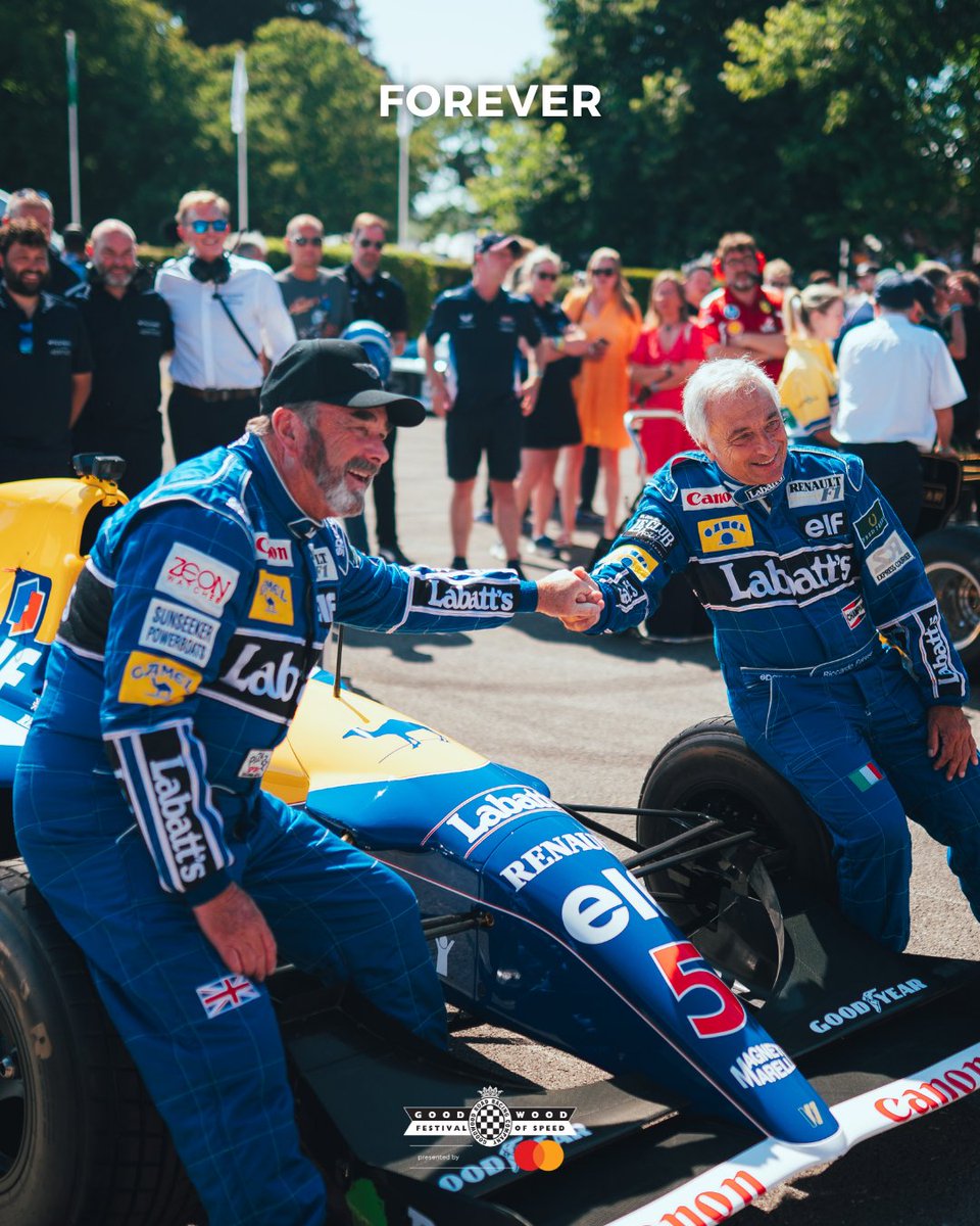 fosgoodwood's tweet image. At #FOS 2025, Riccardo Patrese and Nigel Mansell were reunited with both each other and their championship-winning #Williams FW14B. Between 1988 and 1992 the pair competed in 46 grands prix as team-mates at Williams and we were more than pleased to bring the dream duo back